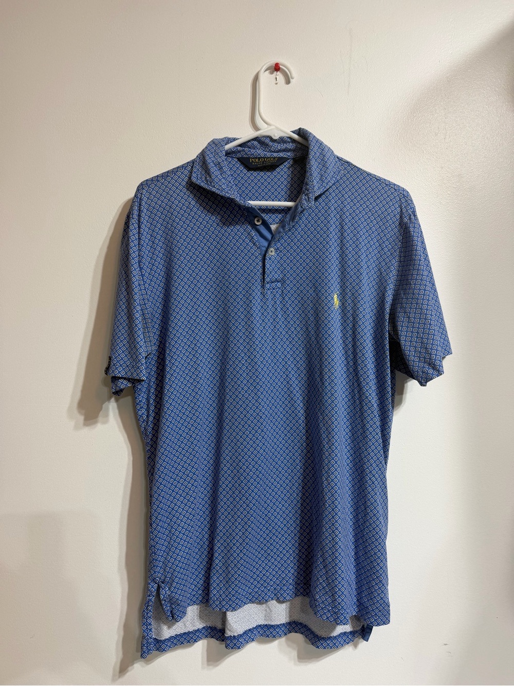Polo Golf Ralph Lauren Blue Geometric Print Performance Polo Shirt Size S